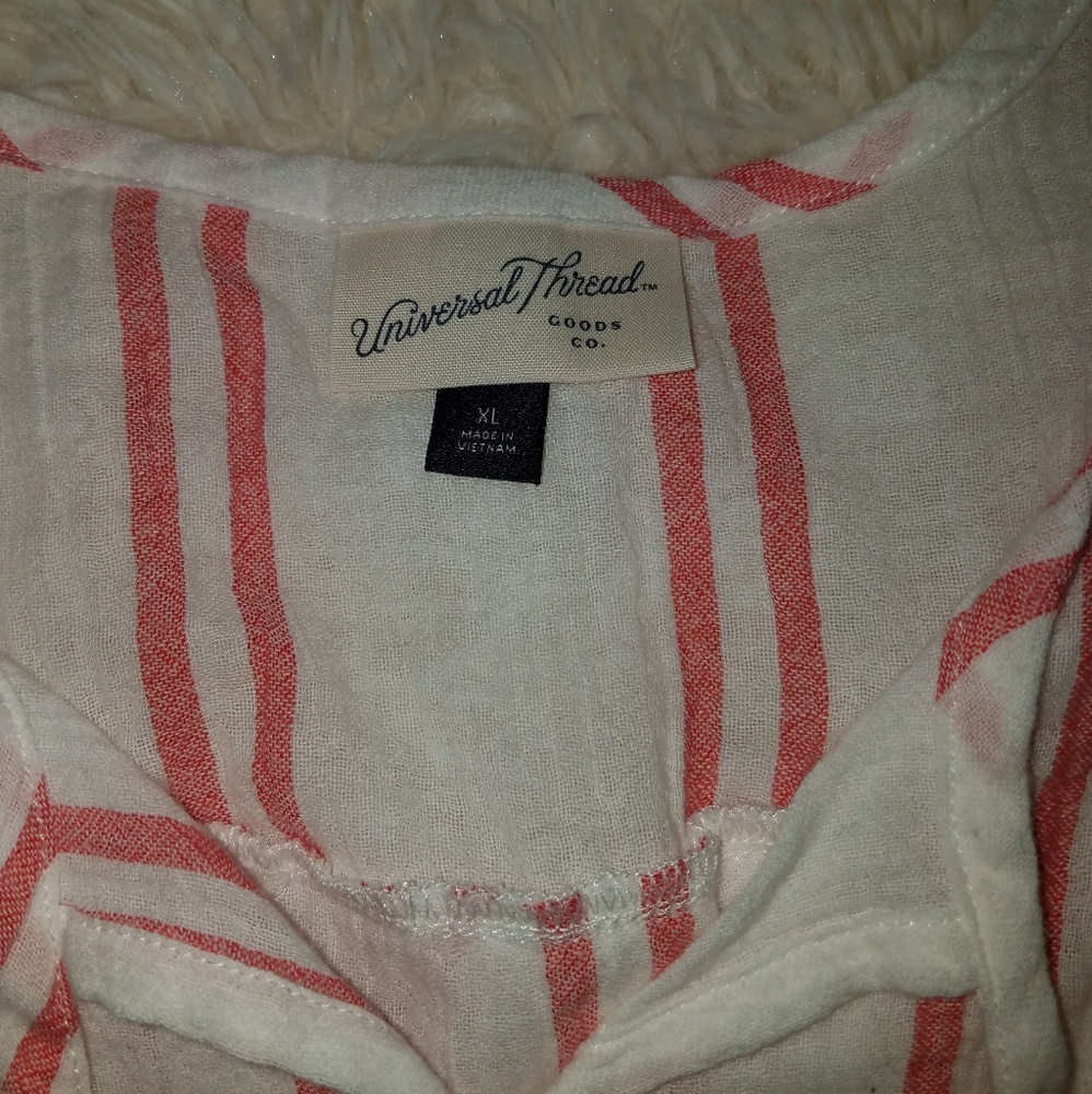 Universal Thread Ruffle Bib Top Red Striped XL - Picture 7 of 8
